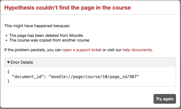 Troubleshooting LMS App Error Messages in Moodle : Hypothesis