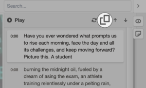 CanvasStudio Copy Transcript button