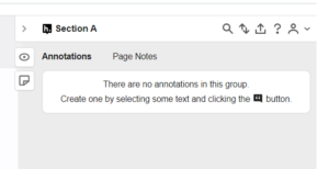 A screenshot of the Hypothesis LMS app Sidebar, with only a single group, labeled "Section A", showing.
