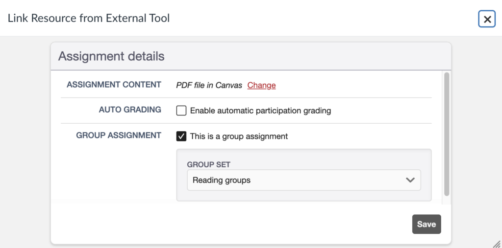 Dialog when a Hypothesis assignment is edited in Canvas