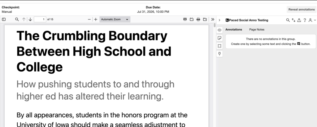 Paced Social Annotation Preview